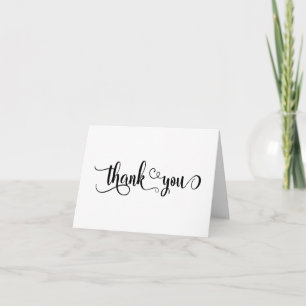 Fancy Script Letters Black & White Thakn You Thank You Card
