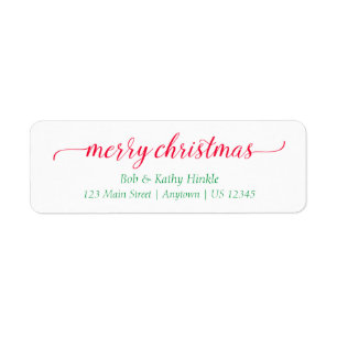 Fancy Script Merry Christmas Return Address Labels
