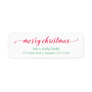Fancy Script Merry Christmas Return Address Labels