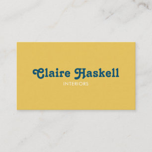 Fancy Script Mustard Yellow Chic Minimal Social  Business Card