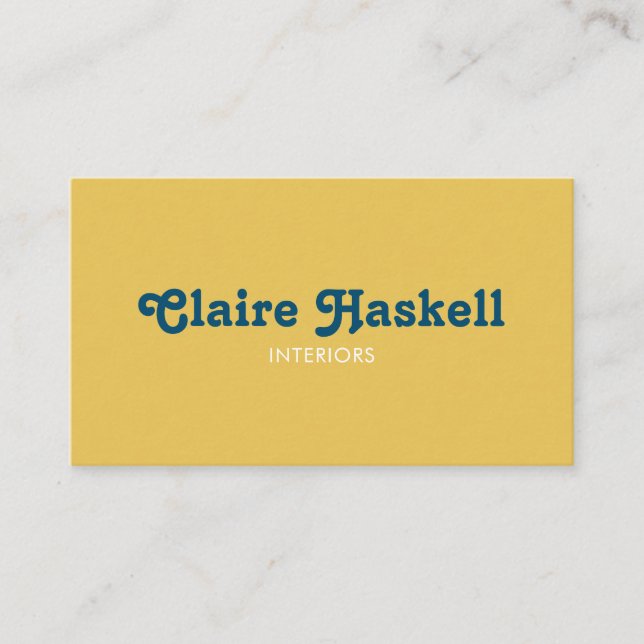 Fancy Script Mustard Yellow Chic Minimal Social  Business Card (Front)
