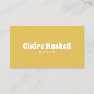 Fancy Script Mustard Yellow White Chic Minimal Business Card