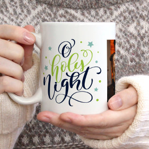 Fancy Script "O Holy Night" Christmas Photo Coffee Mug