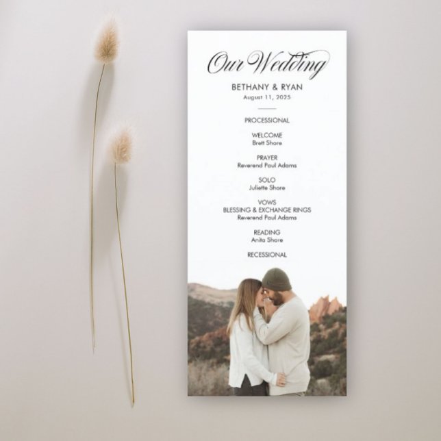 Fancy Script Photo Wedding Day Program Programme (Creator Uploaded)