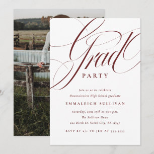 Fancy Script Red Graduation Party Invitation