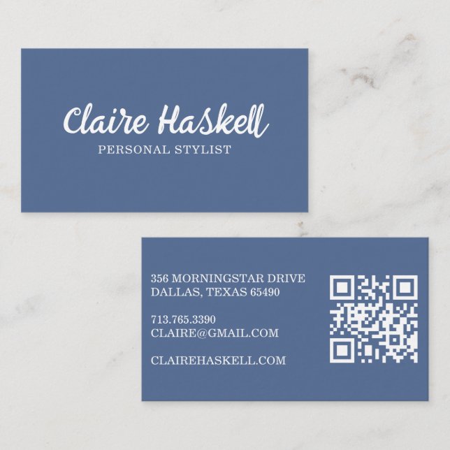 Fancy Script Soft Summer Minimalist Modern QR Code Business Card (Front/Back)