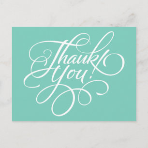 Fancy Script Turquoise Thank You Card