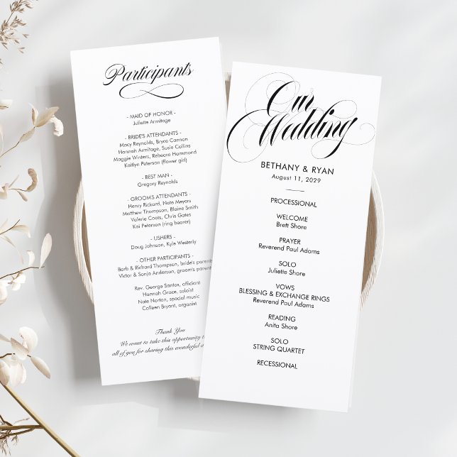 Fancy Script Wedding Day Program Programme (Creator Uploaded)