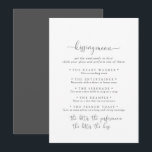 Fancy Script Wedding Kissing Menu Game Card<br><div class="desc">This fancy script wedding kissing menu game card is perfect for a modern wedding reception. The simple and elegant design features classic and fancy script typography in black and grey.</div>
