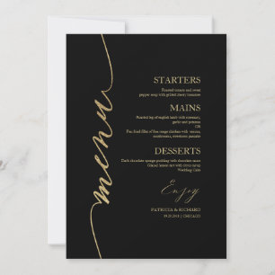 Fancy Script Wedding Menu Card For Plate