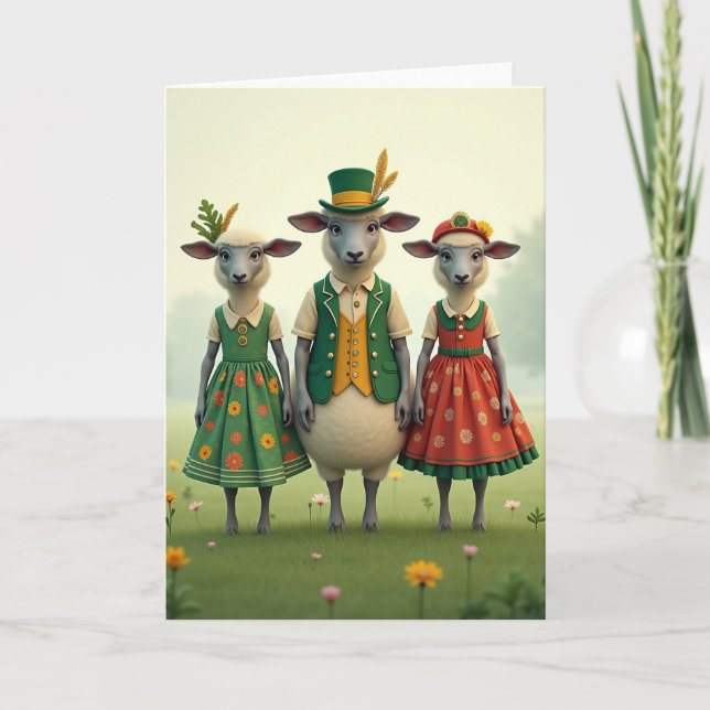 Fancy Sheep Meadow Folk Card (Front)