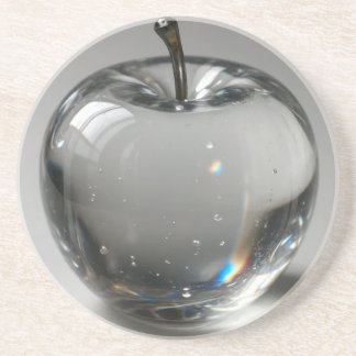 fancy shiny glass apple coaster