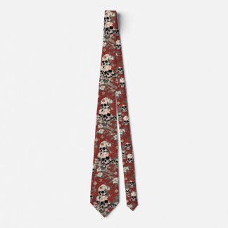 Fancy Silkscreen Style Skull Christmas Tie