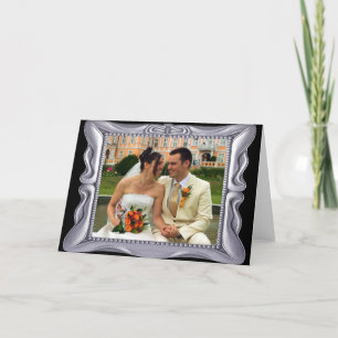 Fancy Silver Frame Add Photo Here Card