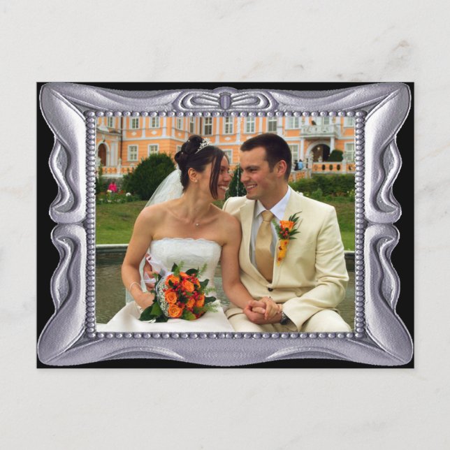 Fancy Silver Frame Add Photo Here Postcard (Front)