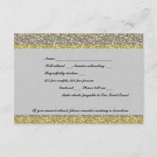 Fancy Silver Gold Glitter Event RSVP Card