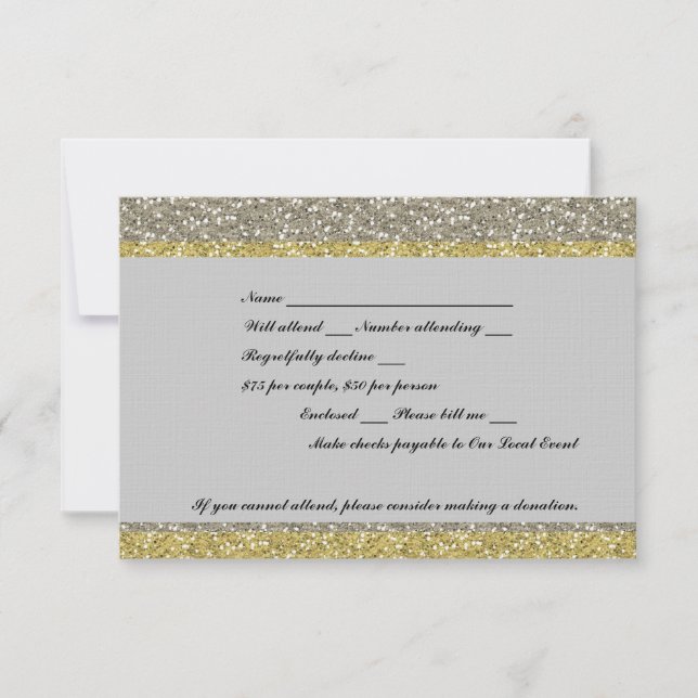 Fancy Silver Gold Glitter Event RSVP Card (Front)