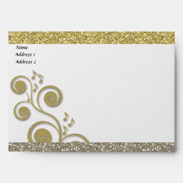Fancy Silver Gold Glittery Music Envelopes (Front)