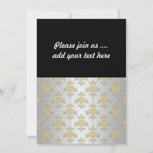 Fancy Silver White and Yellow Damask Invitation