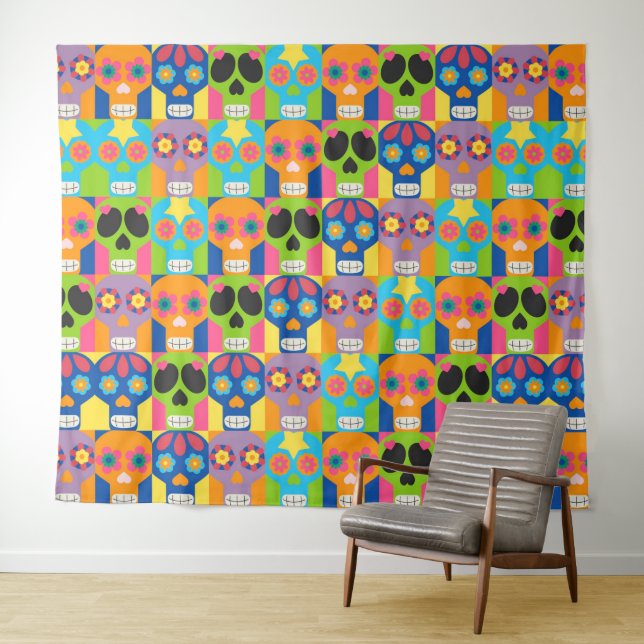 Fancy Skulls Tapestry (In Situ (Horizontal))