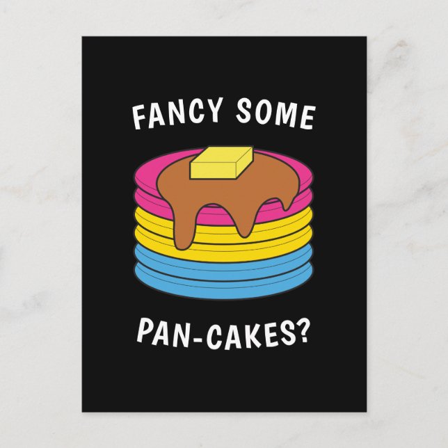 Fancy Some Pan-cakes Funny LGBTQ Pansexual Pride Postcard (Front)