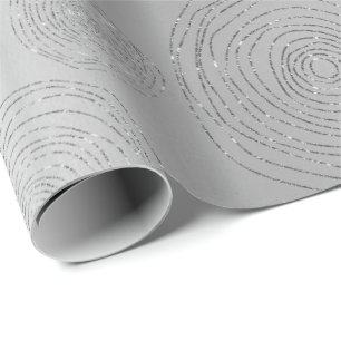 Fancy Spirale .Circles Grey Monochromatic Silver Wrapping Paper