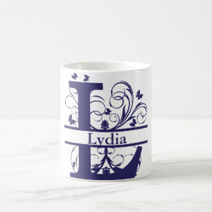 Fancy Split Monogram Letter "L" Customisable Coffee Mug