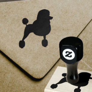 Fancy Standard Poodle Dog Breed Silhouette Rubber Stamp