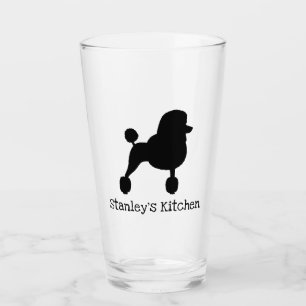 Fancy Standard Poodle Dog Silhouette Personalised Glass