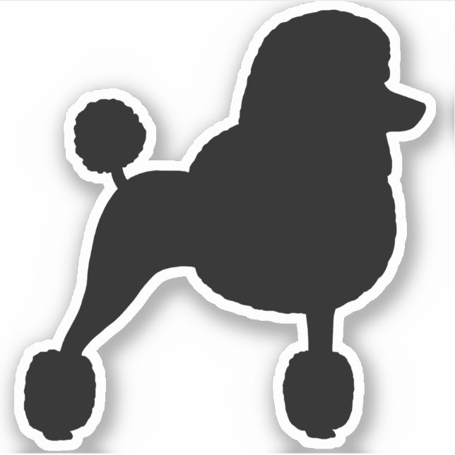 Fancy Standard Poodle Dog Silhouette Vinyl Sticker (Front)