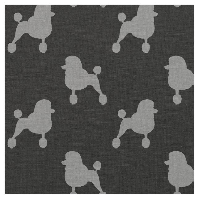Fancy Standard Poodle Dog Silhouettes Pattern Fabric (Close Up)