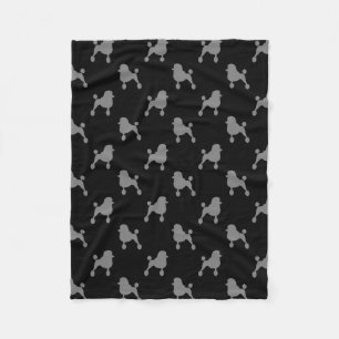 Fancy Standard Poodle Dog Silhouettes Pattern Fleece Blanket