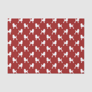 Fancy Standard Poodle Silhouettes Pattern Red Tissue Paper