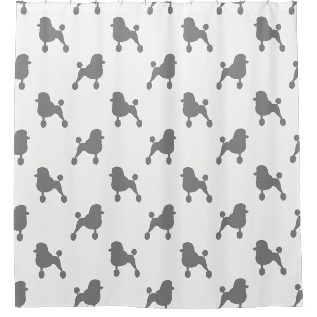 Fancy Standard Poodle Silhouettes Pattern Shower Curtain (Front)