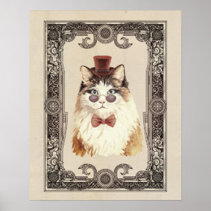 Fancy Steampunk Cat Portrait Poster