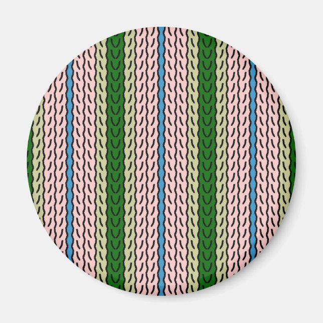 Fancy stripe magnet - green/pink (Front)