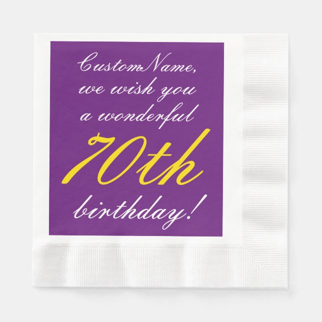 Fancy Style 70th Birthday Paper Napkins (Front)