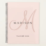 Fancy Stylish Blush Pink Monogram Script Planner<br><div class="desc">Elegant fancy sophisticated monogram script</div>