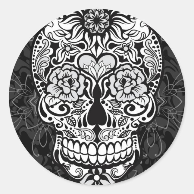 Fancy Sugar Skull Day of the Dead Sticker (Front)