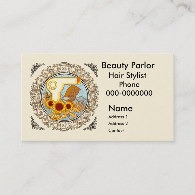 Fancy Sunflowers Beautician Appointment Card (Front)