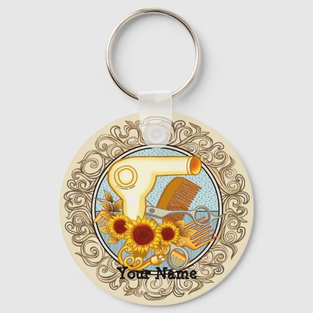 Fancy Sunflowers Beautician   Key Ring (Front)