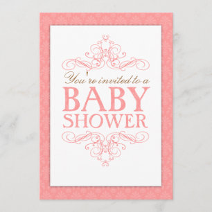Fancy Sweet Pink Baby Shower Swirl Invitation