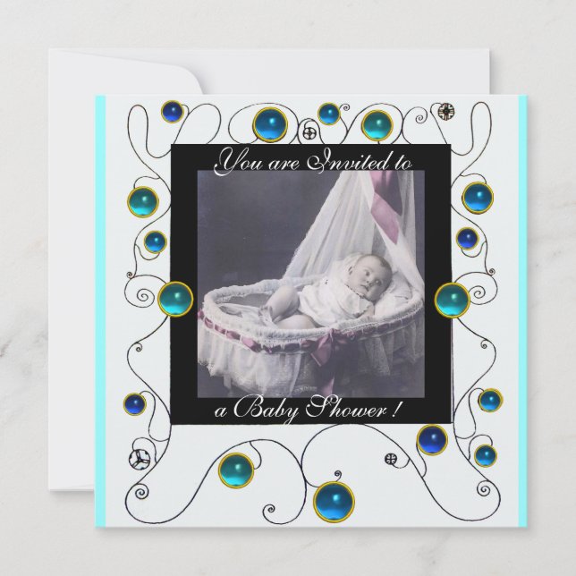 FANCY SWIRLS BABY SHOWER MONOGRAM,photo template (Front)