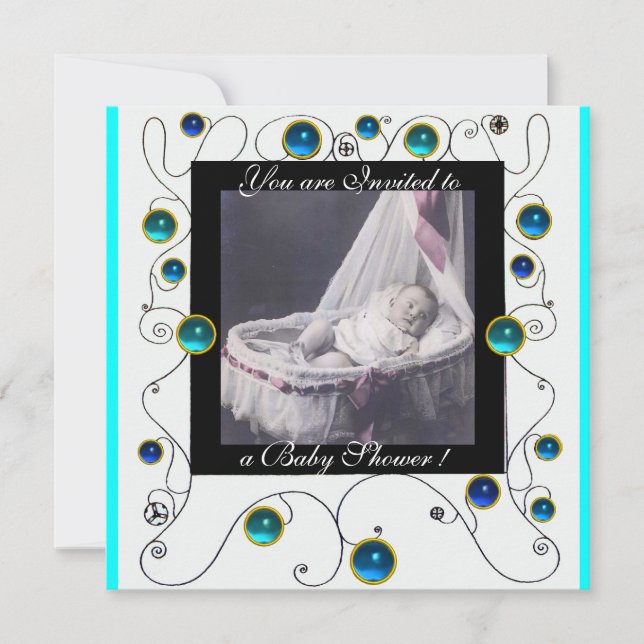 FANCY SWIRLS BABY SHOWER MONOGRAM,photo template (Front)