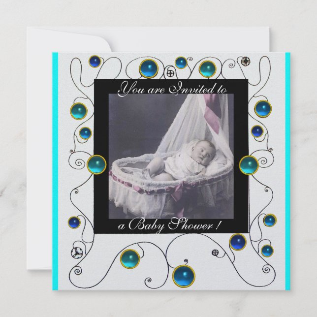 FANCY SWIRLS BABY SHOWER MONOGRAM,photo template (Front)