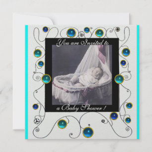 FANCY SWIRLS BABY SHOWER MONOGRAM,photo template