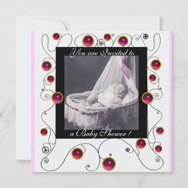 FANCY SWIRLS BABY SHOWER MONOGRAM,photo template (Front)