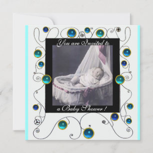 FANCY SWIRLS BABY SHOWER MONOGRAM,photo template