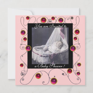 FANCY SWIRLS BABY SHOWER MONOGRAM,photo template