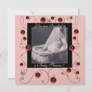 FANCY SWIRLS BABY SHOWER MONOGRAM,photo template